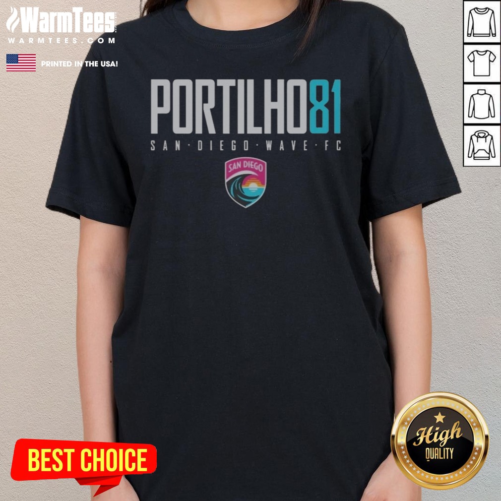 Nice San Diego Wave FC Portilho 81 San Diego Wave FC Sports Apparel shirt on Ladies Shirt Nice San Diego Wave FC Portilho 81 San Diego Wave FC Sports Apparel shirt shown as a ladies shirt preview