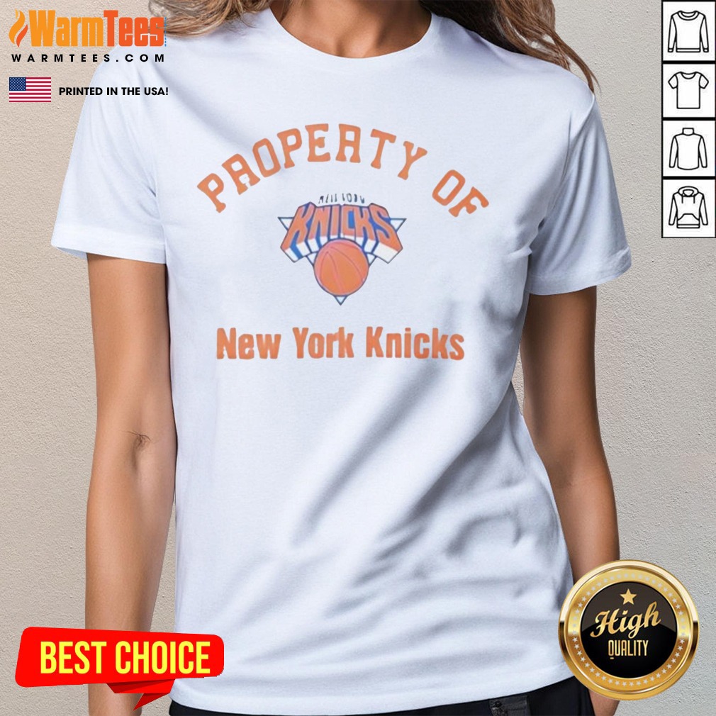 Official New York Knicks NBA Property Of New York Knicks Logo Shirt on Ladies Shirt Official New York Knicks NBA Property Of New York Knicks Logo Shirt shown as a ladies shirt preview