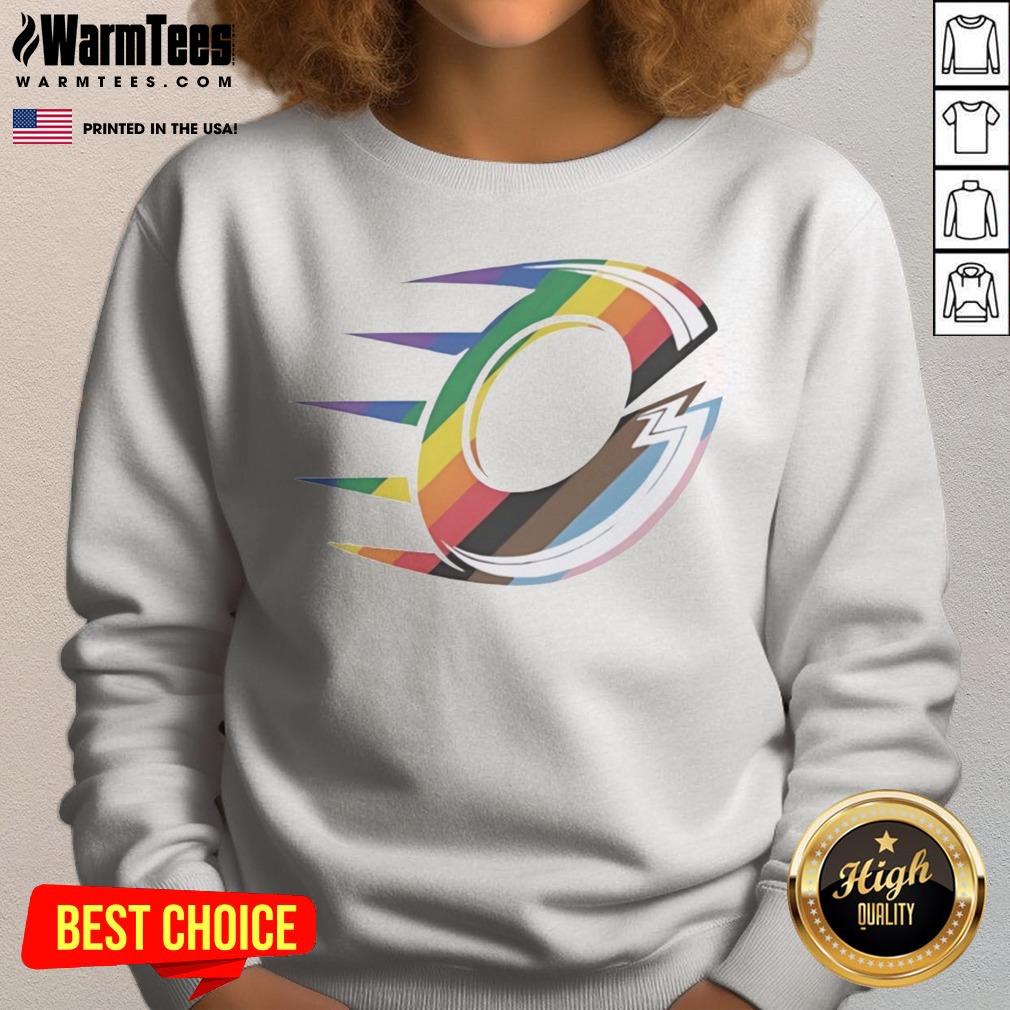 Official Ottawa Charge Rainbow LGBTQ Pride Logo PWHL Graphic Shirt on Sweatshirt Official Ottawa Charge Rainbow LGBTQ Pride Logo PWHL Graphic Shirt shown as a sweatshirt preview