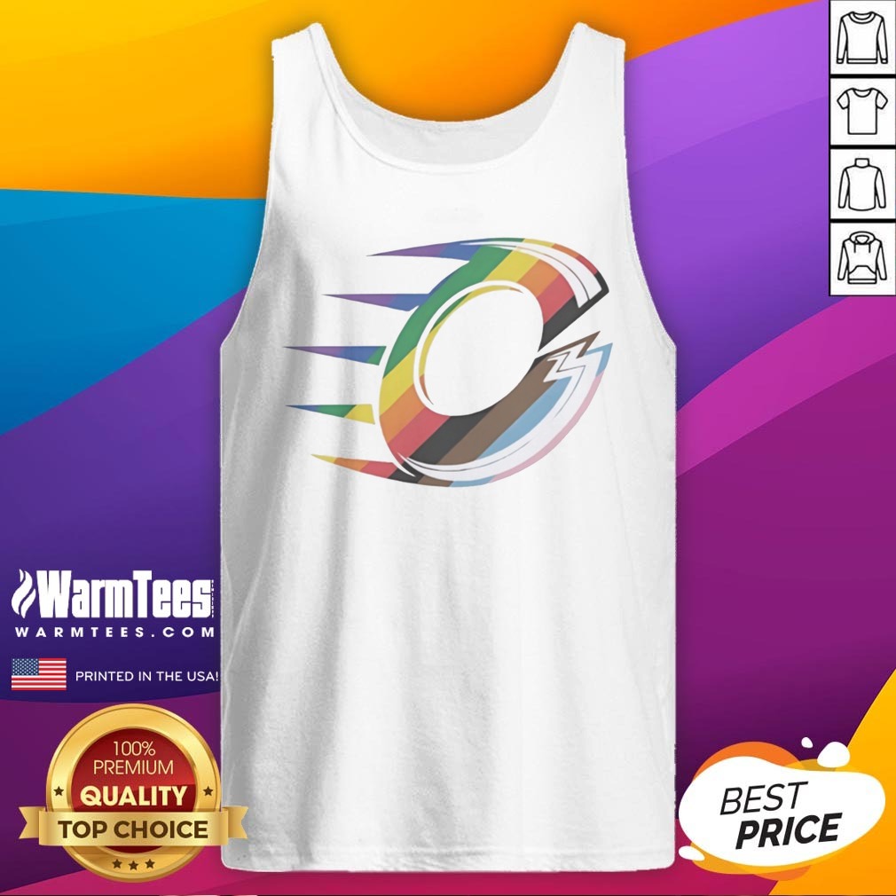 Official Ottawa Charge Rainbow LGBTQ Pride Logo PWHL Graphic Shirt on Tank Top Official Ottawa Charge Rainbow LGBTQ Pride Logo PWHL Graphic Shirt shown as a tank top preview