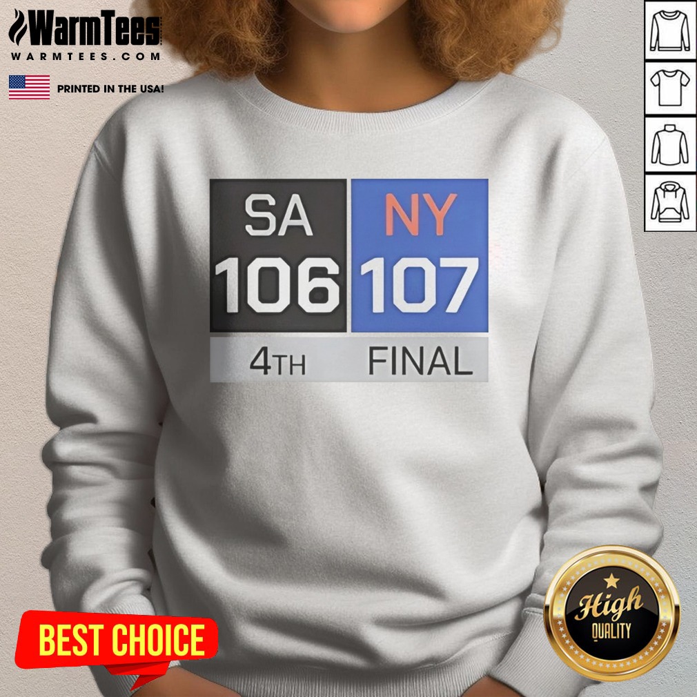 Official San Antonio Spurs Vs New York Knicks Final Score Shirt on Sweatshirt Official San Antonio Spurs Vs New York Knicks Final Score Shirt shown as a sweatshirt preview