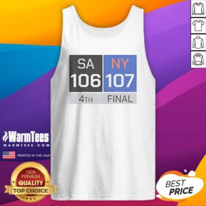 Official San Antonio Spurs Vs New York Knicks Final Score tank top in black, featuring game score details