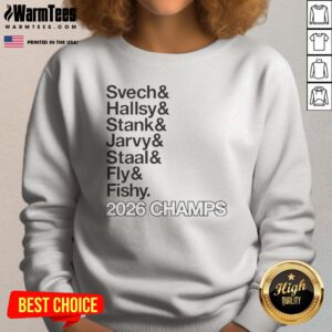 Official Svech Hallsy Stank Jarvy Staal Fly Fishy 2026 Champs NHL sweatshirt in dark color with championship design