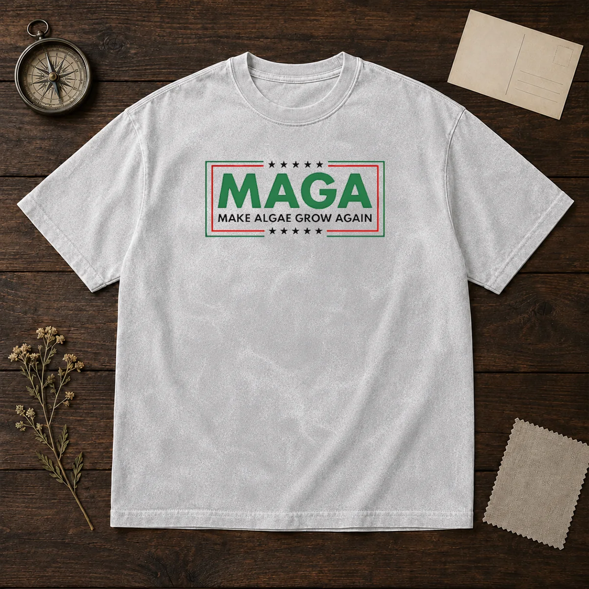 Original MAGA Algae Great Again Memorial Reflecting Pool America 2026 washed t shirt in faded black fabric