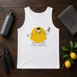 Original Movies By Yourself Club Yellow Blob Character Holding A Red Candy Art Tank Top