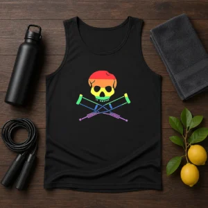 Original Rainbow Skull And Crutches Pride Symbol Disability Awareness Tank Top