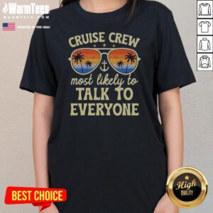 Original Summer Cruise Crew Most Likely To Talk To Everyone Retro ladies tee in vibrant colors, perfect for summer outings