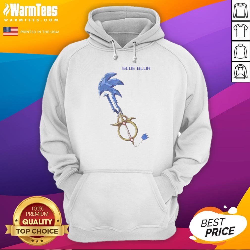 Original The Hedgehog Keyblade Blue Blur Design Hoodie showcasing a vibrant blue graphic on a comfortable pullover hoodie