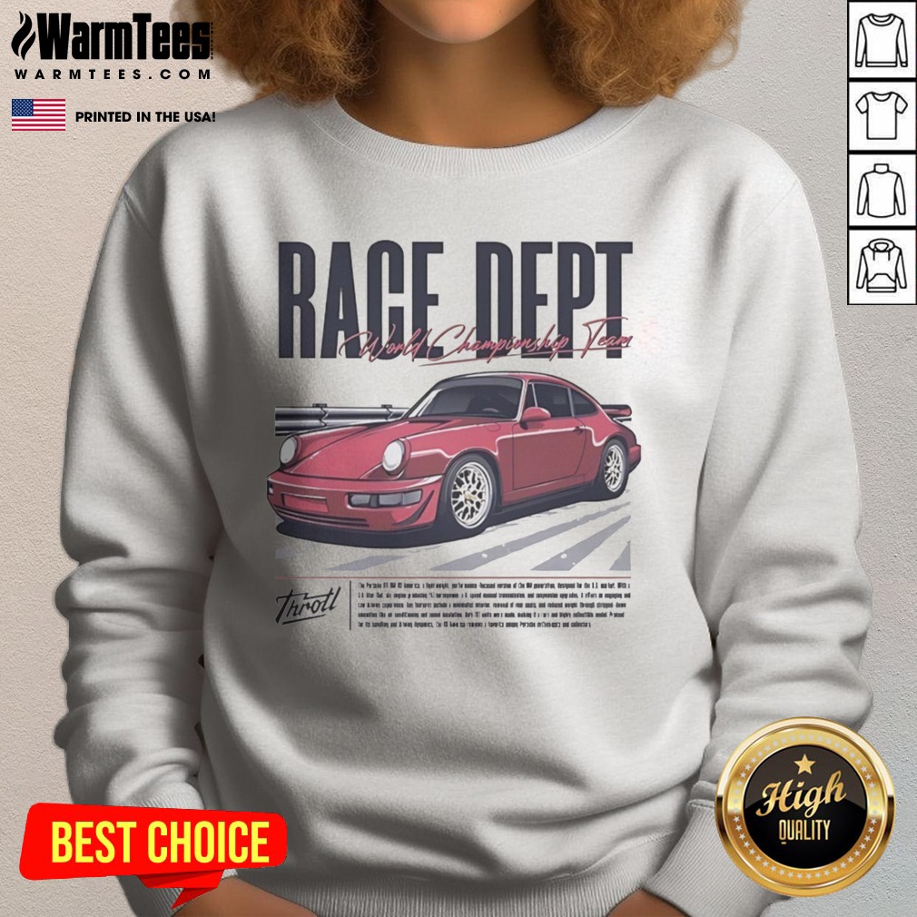 Original Throtl Race Dept Porsche 911 World Championship Team Shirt on Sweatshirt Original Throtl Race Dept Porsche 911 World Championship Team Shirt shown as a sweatshirt preview