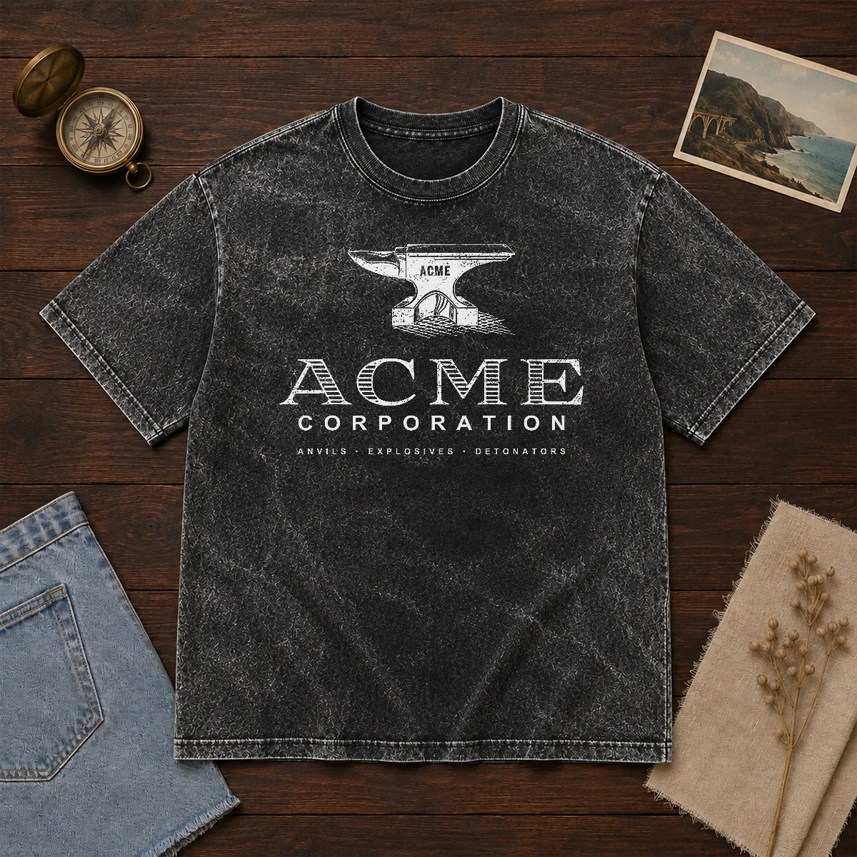 Premium ACME Corporation Anvils Explosives Detonators Washed T-Shirt