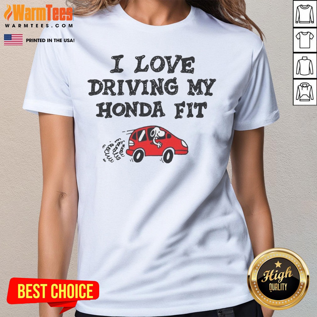 Premium Snoopy Love Driving My Honda Fit Shirt on Ladies Shirt Premium Snoopy Love Driving My Honda Fit Shirt shown as a ladies shirt preview