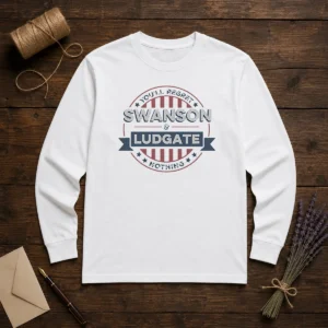 Premium Swanson And Ludgate You Will Regret Nothing Parks And Recreation Parody long sleeve shirt in charcoal gray with bold graphic print