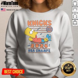 Premium The Simpsons Bart X Knicks 2026 NBA Champs sweatshirt featuring vibrant graphic on cozy cotton blend fabric