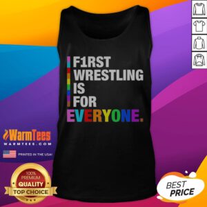 Pretty F1rst Wrestling Is For Everyone Happy Pride Month tank top featuring a vibrant design for pride celebrations.