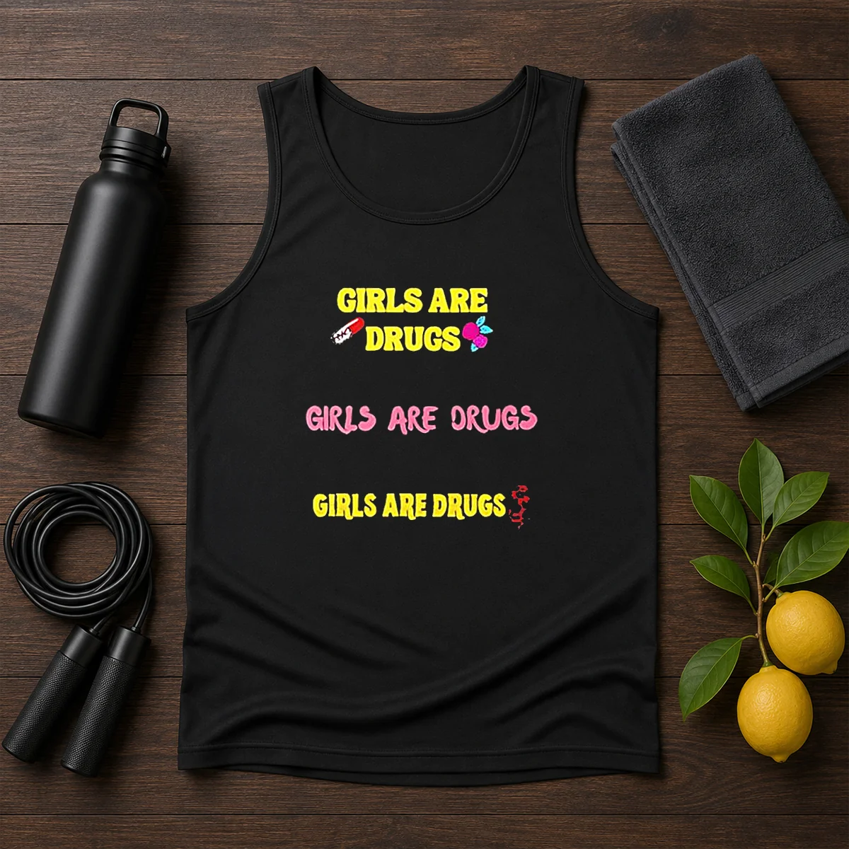 Pretty Girls Are Drugs Girls Are Drugs Girls Are Drugs Pill Rose Flower Tank Top