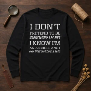 Pretty I Don'T Pretend To Be Something I'M Not I Know I'M An Asshole And I Own That Shit Like A Boss Long Sleeve Shirt