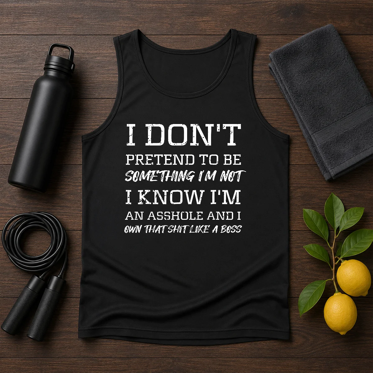 Pretty I Don'T Pretend To Be Something I'M Not I Know I'M An Asshole And I Own That Shit Like A Boss Tank Top