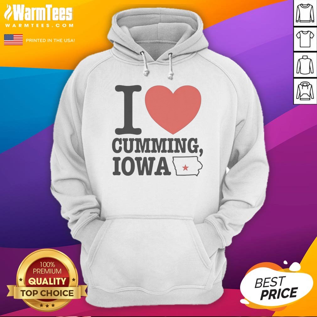 Pretty I Heart Cumming Iowa Shirt on Hoodie Pretty I Heart Cumming Iowa Shirt shown as a hoodie preview
