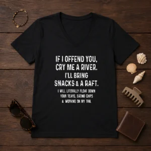 Pretty If I Offend You Cry Me A River Snacks And A Raft V-Neck Shirt