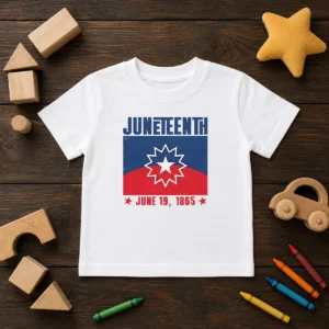 Pretty Juneteenth Red White Blue Freedom Flag 1865 Emancipation Day Kids T-Shirt