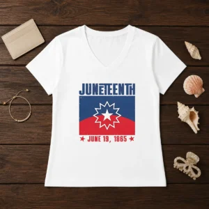 Pretty Juneteenth Red White Blue Freedom Flag 1865 Emancipation Day V-Neck Shirt