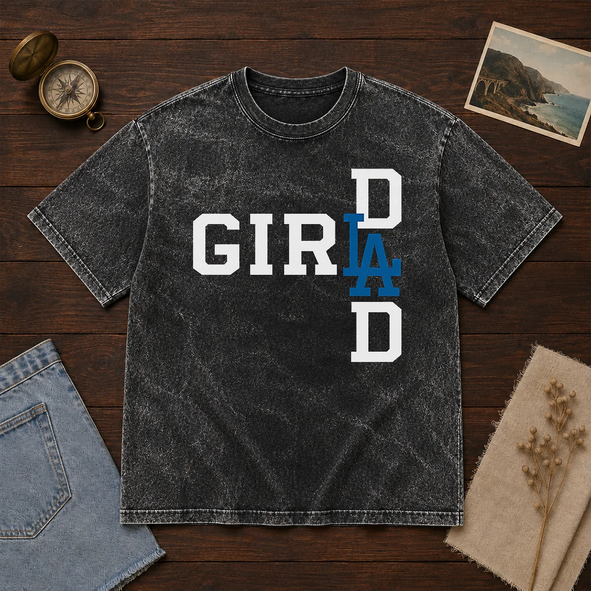 Pretty Los Angeles Dodgers LA Girl Dad Washed T Shirt in soft washed fabric with classic fit