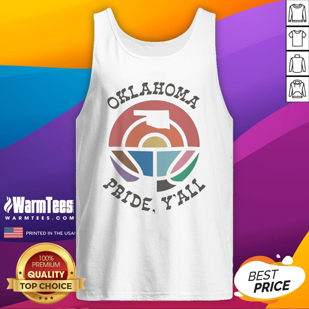 Pretty Oklahoma Pride Y'All Happy Pride Month shirt on Tank Top Pretty Oklahoma Pride Y'All Happy Pride Month shirt shown as a tank top preview
