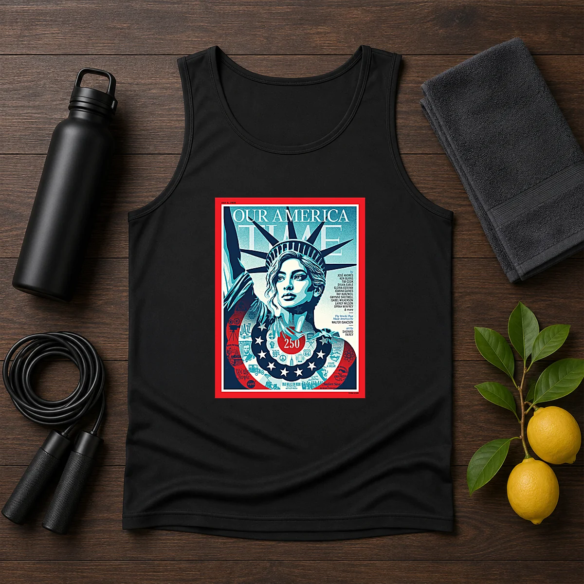 Pretty Our America Time Magazine July 6 2026 tank top featuring a bold graphic print on a sleeveless shirt