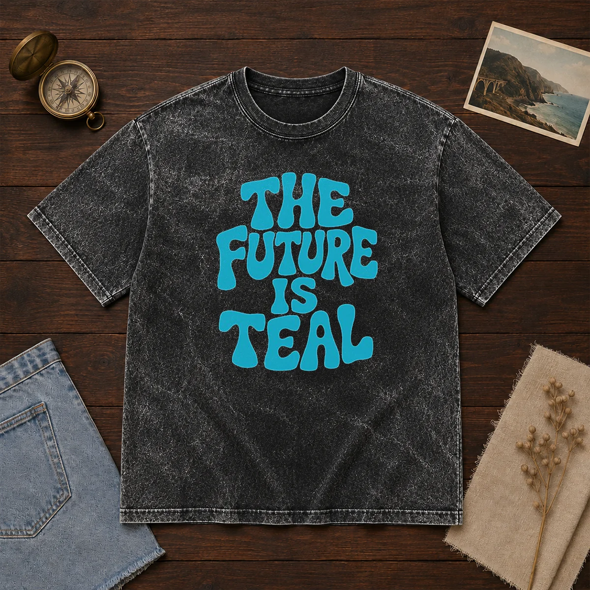 Pretty The Future Is Teal Washed T-Shirt