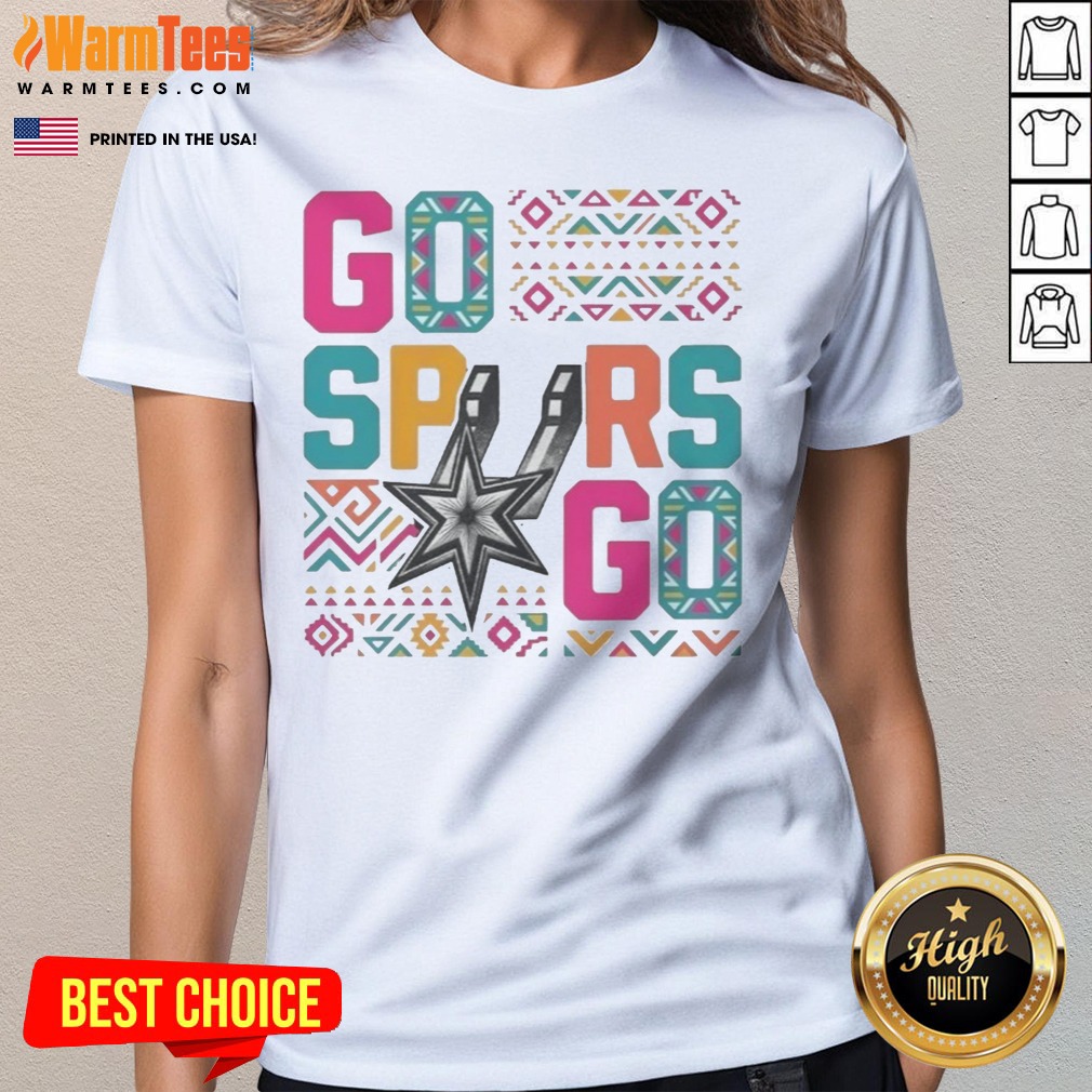 San Antonio Spurs Go Spurs Go Logo Basketball Team NBA Graphic Shirt on Ladies Shirt San Antonio Spurs Go Spurs Go Logo Basketball Team NBA Graphic Shirt shown as a ladies shirt preview