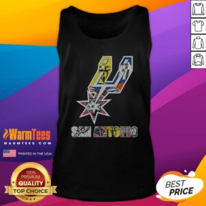 San Antonio Spurs Logos With Sports Team tank top featuring vibrant team colors and logos