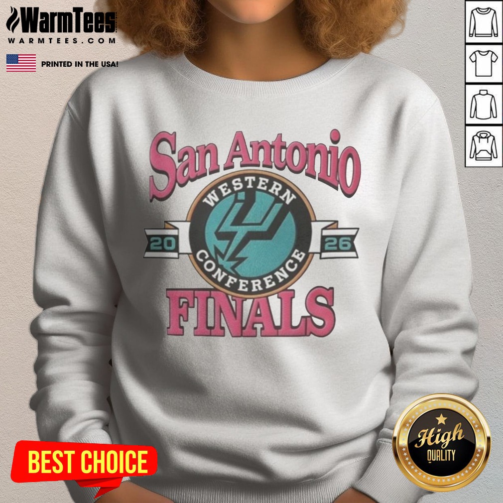 San Antonio Spurs Western Conference Finals 2026 NBA Graphic shirt on Sweatshirt San Antonio Spurs Western Conference Finals 2026 NBA Graphic shirt shown as a sweatshirt preview