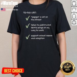 SB19 Justin To Do List Pspsps A Cat Support Animal Rescue Checkmarks ladies tee featuring checkmarks and cat graphics
