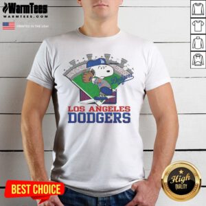 Snoopy Los Angeles Dodgers MLB Stadium shirt featuring a playful snoopy graphic and vibrant team colors.