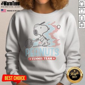 Snoopy Peanuts Tennis Team sweatshirt featuring a playful design with Snoopy and tennis elements.