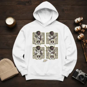 Top Basketball Purdue The Lance Dance Lance Jones Hoodie in black with front graphic print and drawstring hood