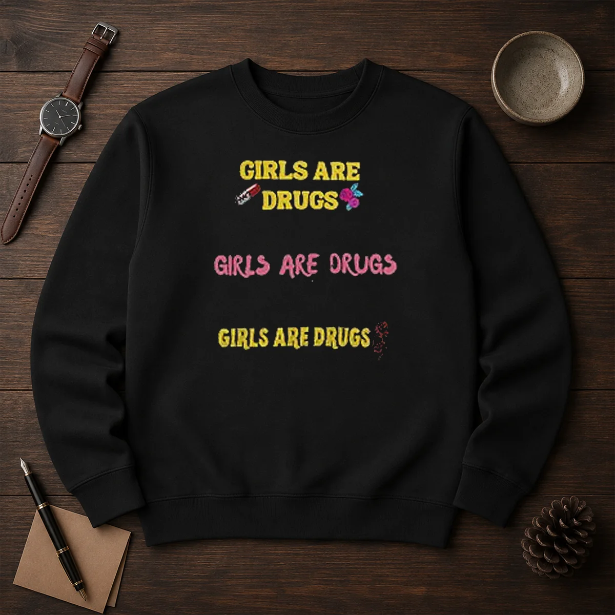 Top Girls Are Drugs Sticker Set T Shirt Premium Oversized Sweater