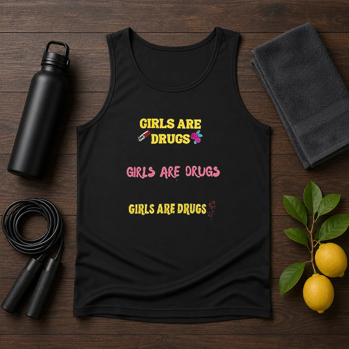 Top Girls Are Drugs Sticker Set T Shirt Premium Oversized Tank Top