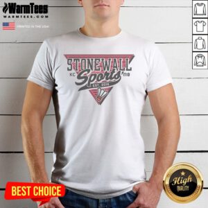 Top Stonewall Sports KC MO Est 2019 Badminton Logo shirt displayed on a clean background