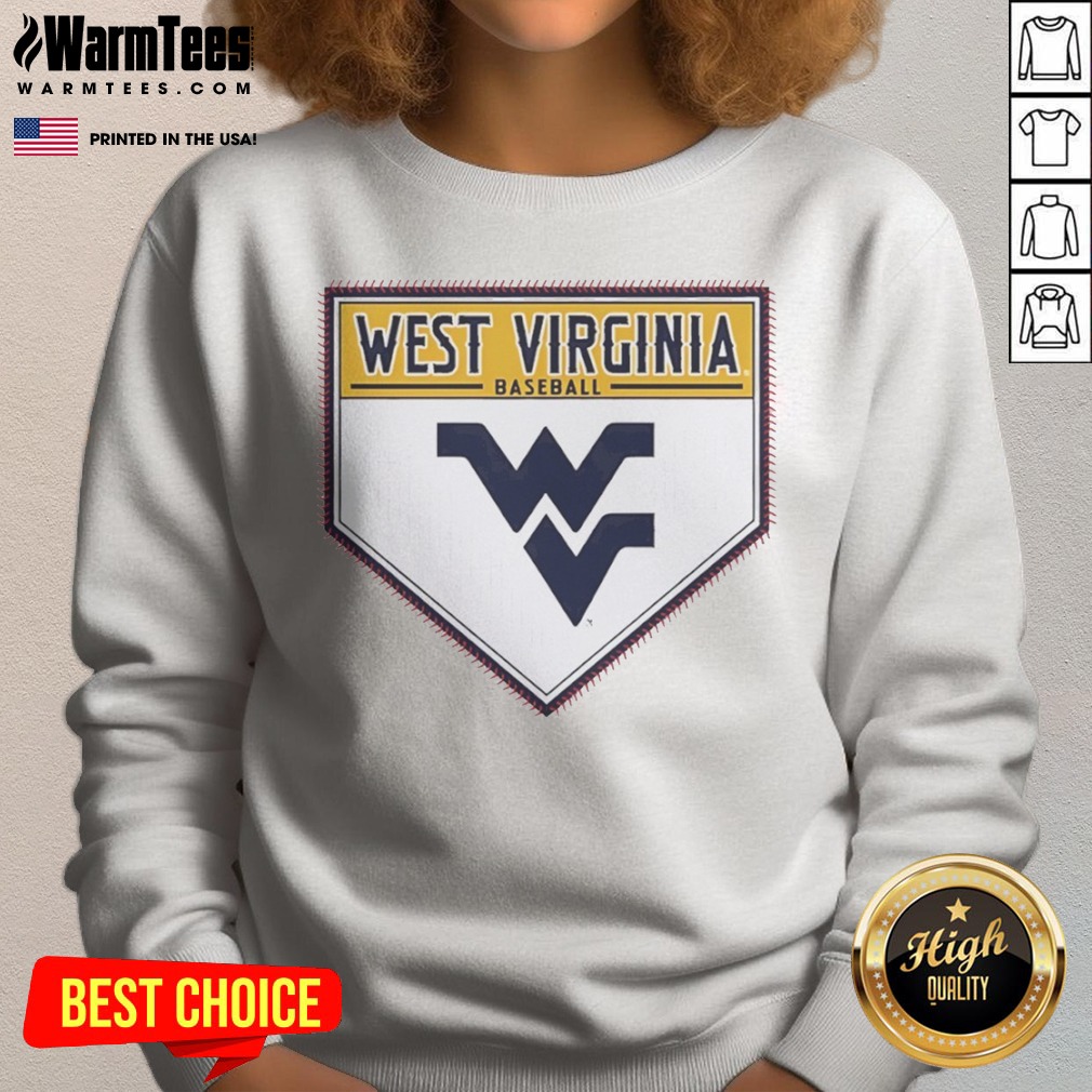 Top West Virginia Baseball Mountaineers Home Plate Logo Shirt on Sweatshirt Top West Virginia Baseball Mountaineers Home Plate Logo Shirt shown as a sweatshirt preview