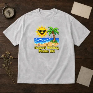 Awesome August Holiday Pixel Vacation Mode Washed T-Shirt