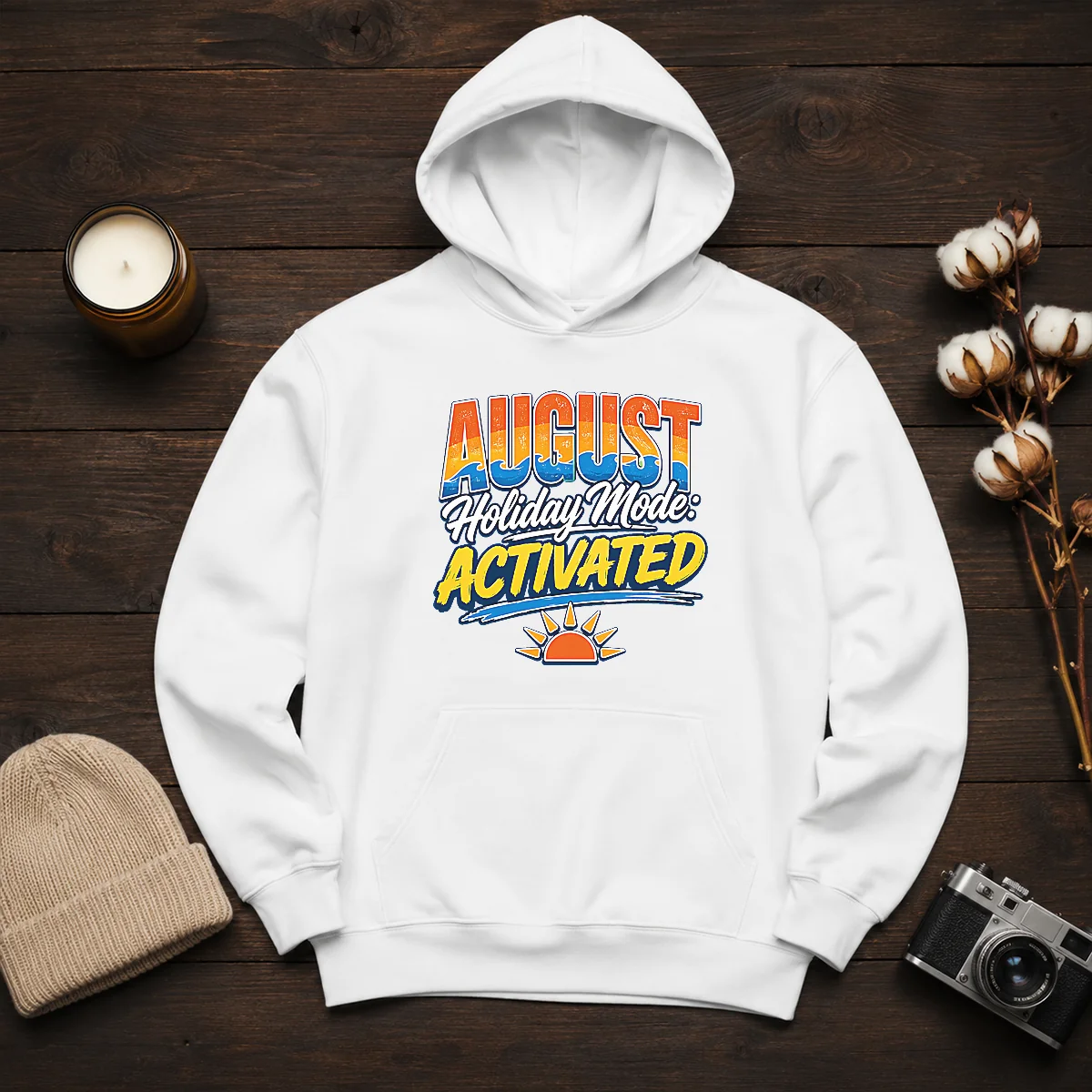 Awesome August Holiday Typography For Summer Vibes Hoodie
