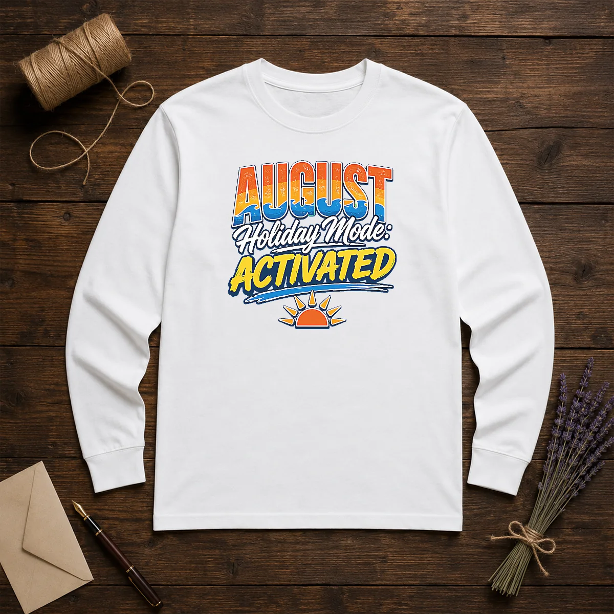 Awesome August Holiday Typography For Summer Vibes Long Sleeve Shirt