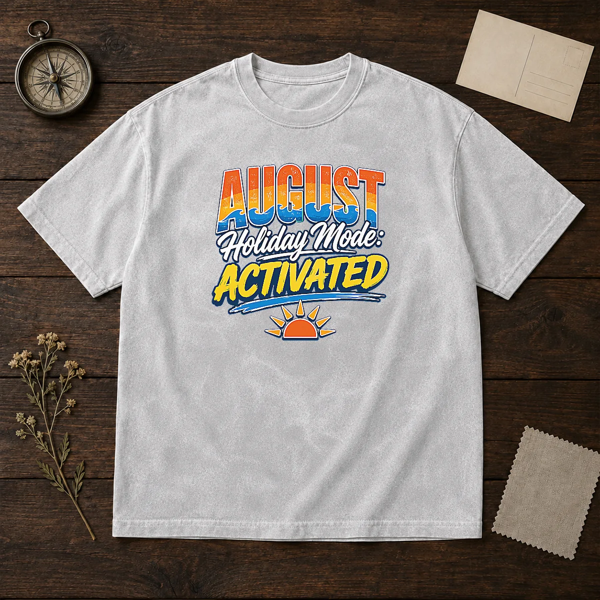 Awesome August Holiday Typography For Summer Vibes Washed T-Shirt