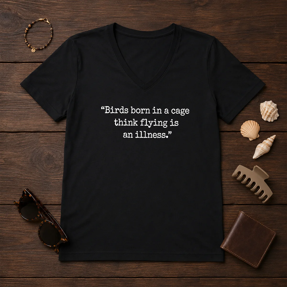 Awesome Birds Bron In Cage V-Neck Shirt Awesome Birds Bron In Cage V-Neck Shirt