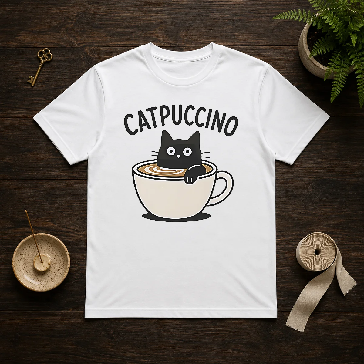 Awesome Catpuccino Black Cat In A Shirt Awesome Catpuccino Black Cat In A Shirt