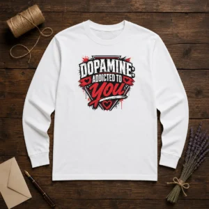 Awesome Dopamine Addicted To You Streetwear Typography Long Sleeve Shirt