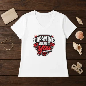 Awesome Dopamine Addicted To You Streetwear Typography V-Neck Shirt
