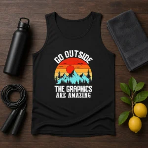 Awesome Go Outside The Graphics Are Amazing Retro Mountain Sunset Tank Top