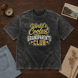 Awesome Grandparents Day Worlds Coolest Club Vector Washed T-Shirt